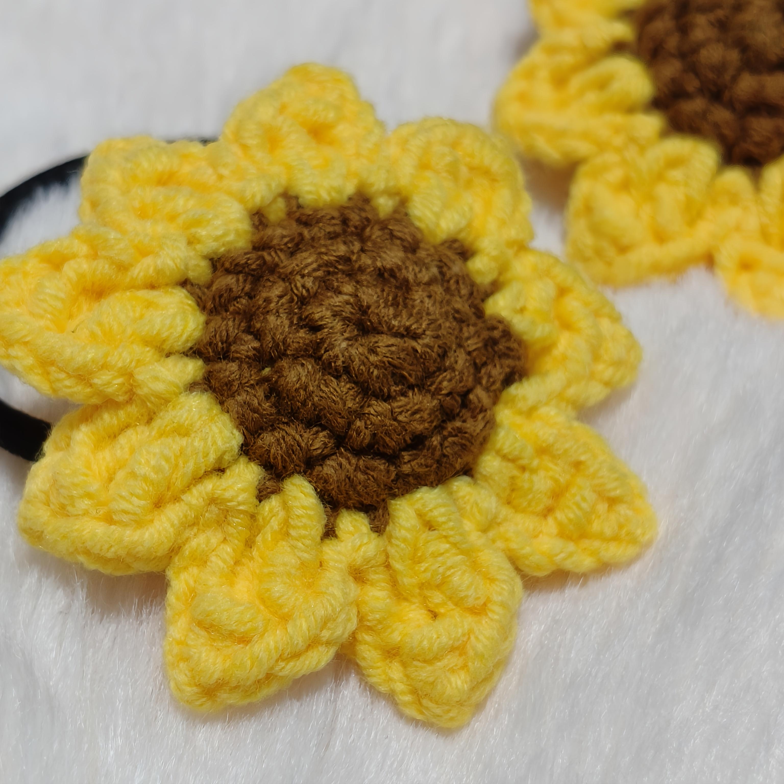 Резинка для волос с подсолнухом, Милая женская резинка для волос в стиле Мори, Креативные вязаные крючком дополнения для волос с подсолнухом, Резинка, Браслет для подружки невесты, Подарок Sunflower Flower