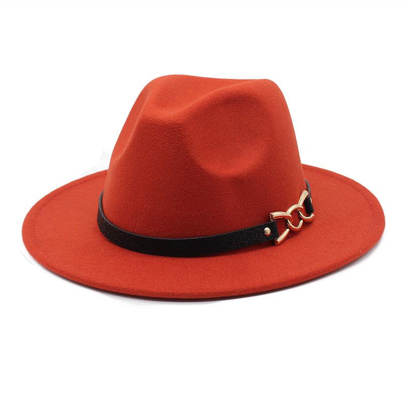 Big Brim Brown Belt British Retro Felt Hat Western Denim Woolen Tibetan Hat Jazz Hat