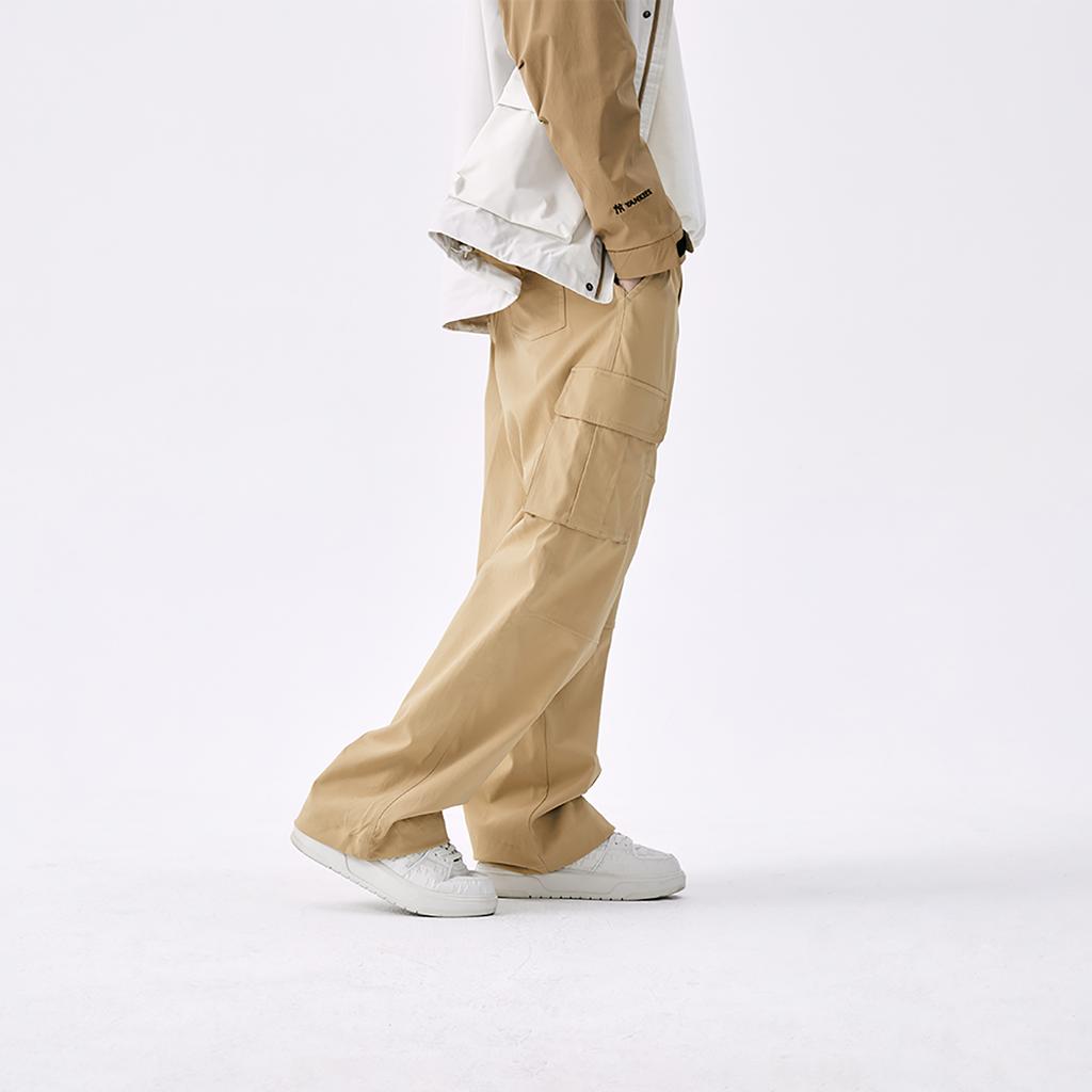 New MLB Preppy Style Collection Boston Red Sox SS25 Cargo Pants Unisex Beige Yellow 3AWPV0251-43BGS