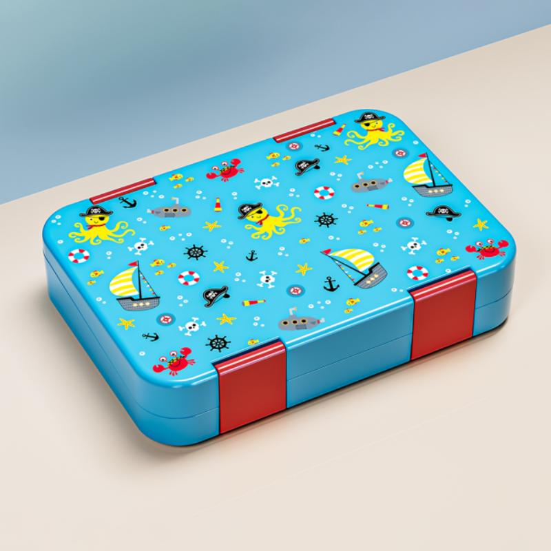 37oz Entzückende Bento-Box mit Cartoon-Druck, Mikrowellengeeignete, unterteilte Lunchbox, Auslaufsicher, BPA-frei, Snack-Lebensmittelbehälter für Schule, Picknick