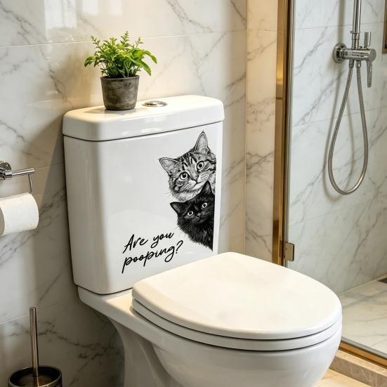 Are You Pooping Toilet Lid Stickers Funny Animals Toilet Seat Tank Lid Cover Decals Removable PVC Wall Sticker for Bathroom Washroom