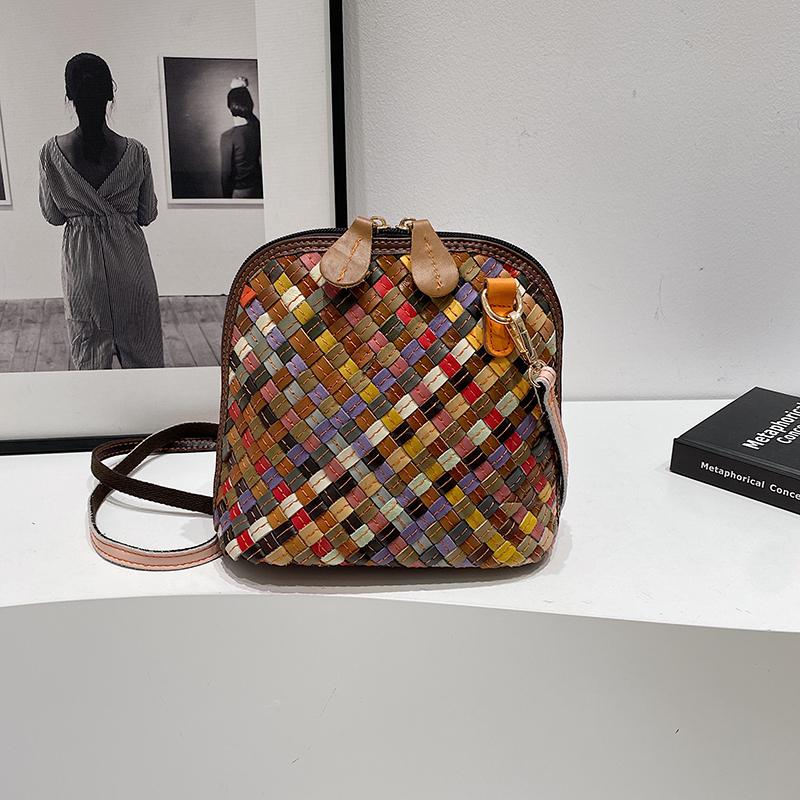 Leather Woven Schoolbag Multi-color Design Personalized Women's High-quality Messenger Bag Single Shoulder Trend Street Fashion