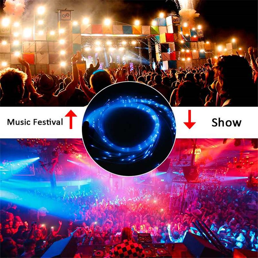 150CM RGB LED Fiber Optic Whip 360° Rotation More Modes and Effects Light Up Waving Holiday Lighting Fiber Optic Dance Whips