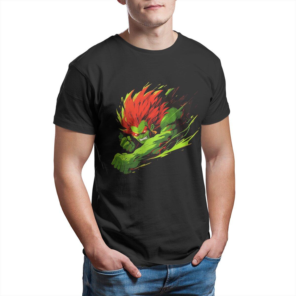Blanka Street Fighter Vintage Video game Retro Arcade game mens clothes Plus size 100 cotton Printed tshirt for men S