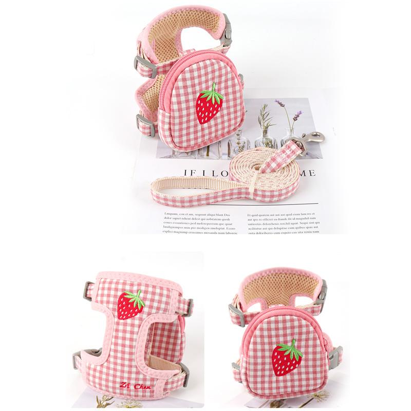 Small Dog Harness And Leash Set Soft Cute Breathable Polyester Mesh Cat Harness For Bichon Teddy Cats Vest Dog Accessories