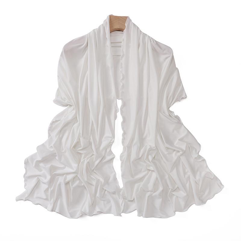 Luxury Wavy Edge Jersey Hijabs For Women Solid Color Modal Milk Silk Scarf Headscarf Autumn Shawl Stretchy Chiffon Scarf Ramadan