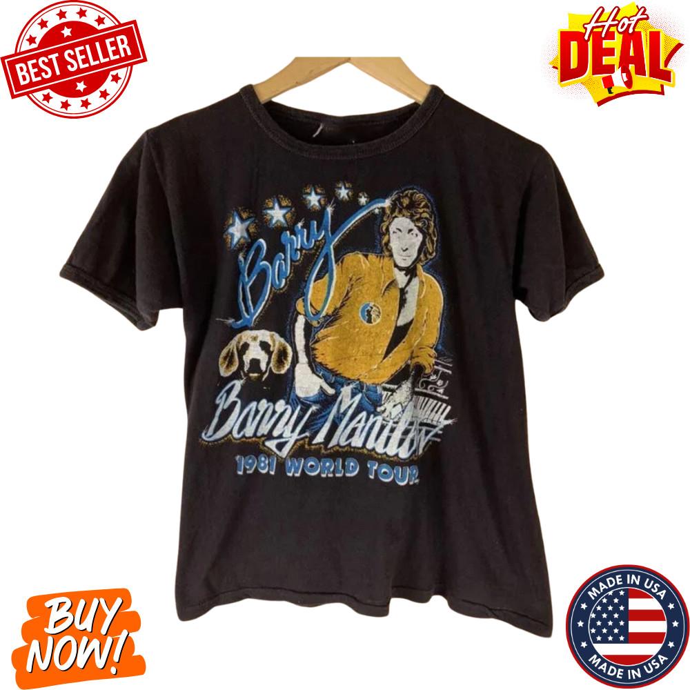 

Vintage 1981 Tour Barry Manilow Tee Shirt Classic Reprint Black Unisex S-5XL Unisex T-Shirt S