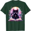 Book Lover Crystal Witchy Cute Black Cat Kawaii Pastel Goth T-Shirt