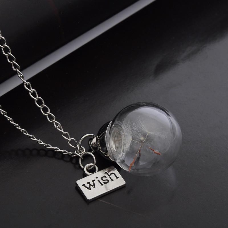 Dandelion Glass Fashion Bottle Girls Necklace Simple Decorative Accessories