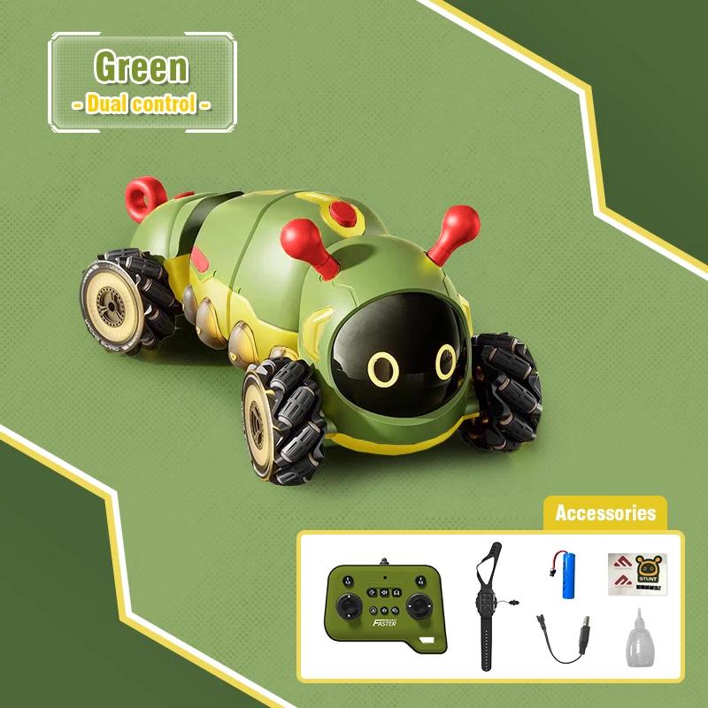 Non-Toxic Intelligent Remote Control Insect 4Wd Rc Stunt Car With Spray Light Radio Controlled Animals Electric Toys For Kids Gifts