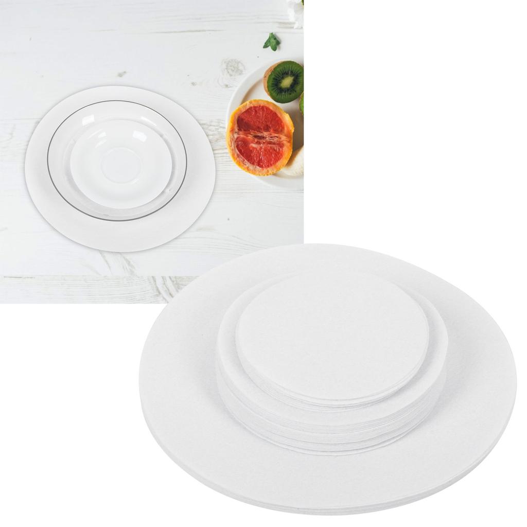 Felt Dish Protection Pad AntiFriction Storage Separator Insulation Mat Food Plate Porcelain Divider(White 48PCS)