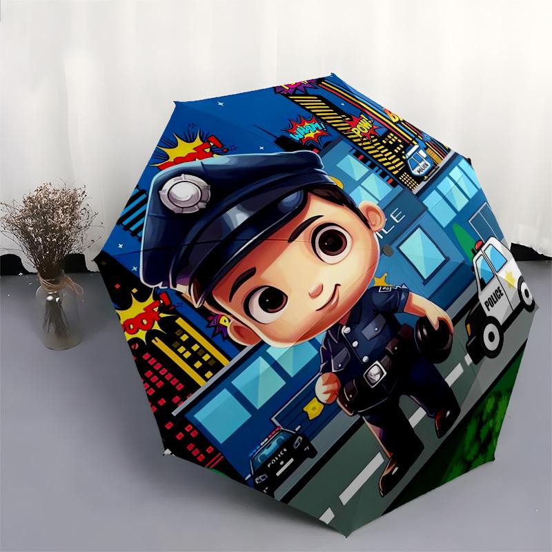 1pc Police Officer Themed High-quality Umbrella,Automatic Opening and Closing Umbrella,Multi-functional Umbrella G0811244