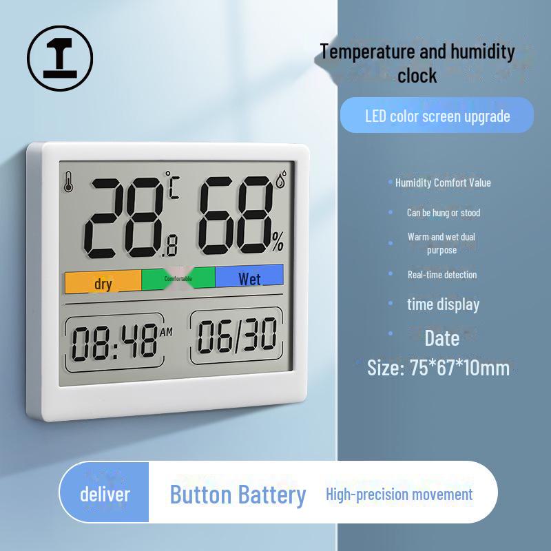 Green Forest Wall-Mounted Digital Thermometer & Hygrometer - High-Precision Indoor Display for Baby Room