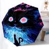 1pc Cat Eyes Automatic Windproof Umbrella - 8-Rib Portable Folding Black Iron Frame for Outdoor, Beach, Travel, Beach Umbrella096