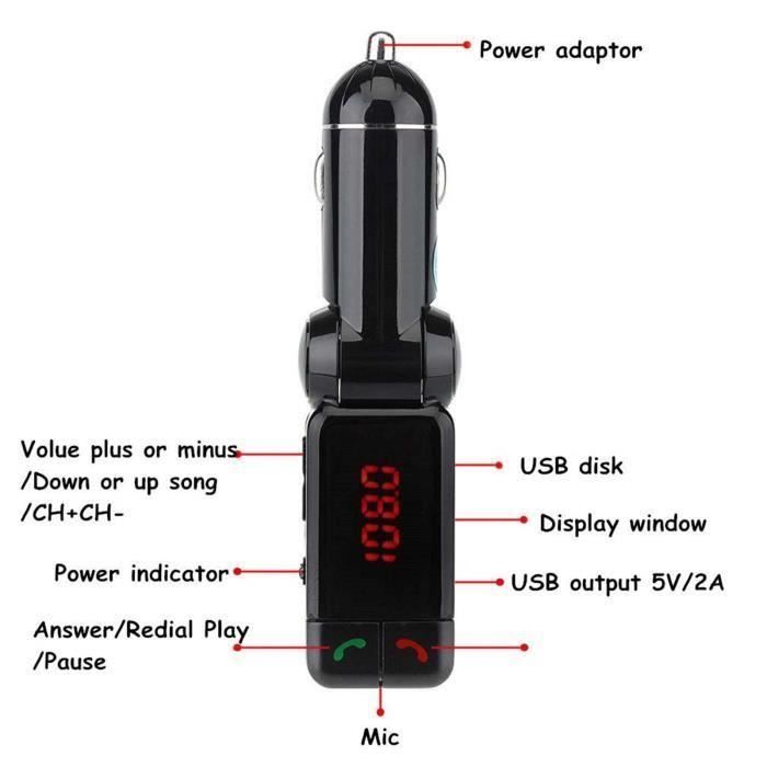 Wireless Kit LCD Bluetooth Car FM Transmitter MP3 A2DP Stereo Music Player USB Charger Hands-free for ISO Android