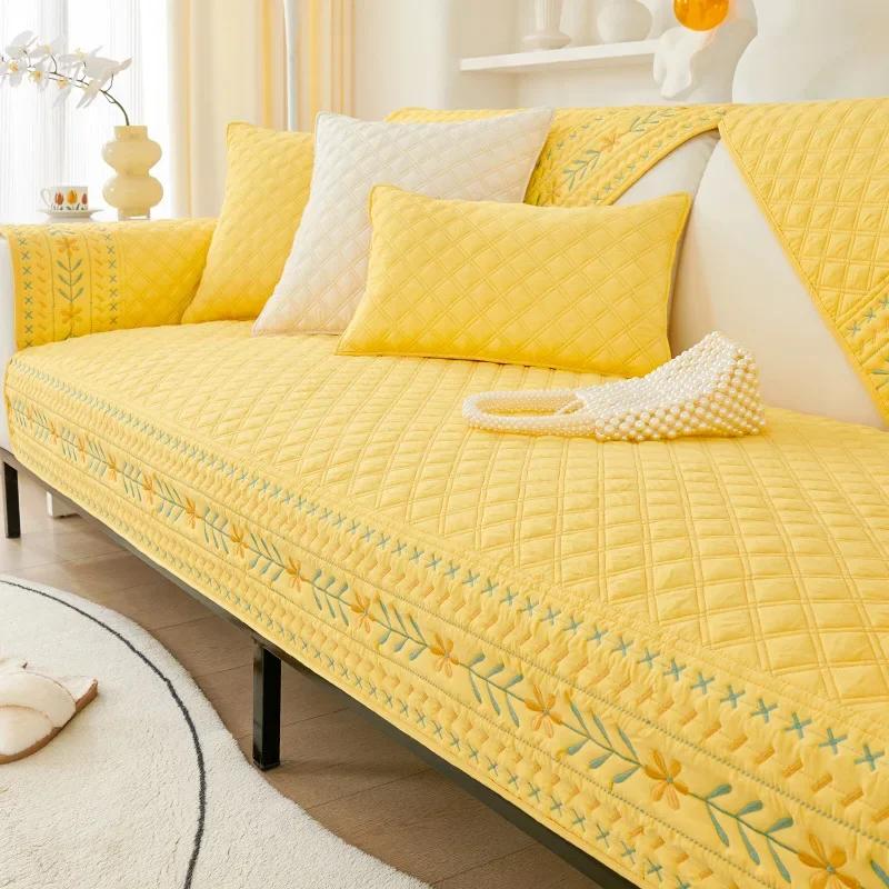 Soft Wash Cotton Sofa Cover Luxury Style Sofas Cushion for Living Room Four Seasons Universal Combination Embroidery Couch Towel
