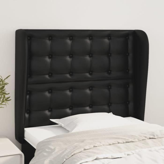 VidaXL Tête de lit avec oreilles Noir 93x23x118-128 cm Similicuir3118034