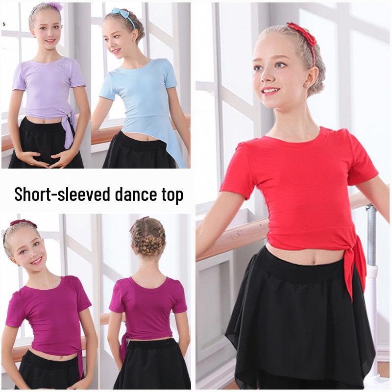 Children's Cotton Dance Tops - Spring & Autumn: Long/Short Sleeve Latin, Summer Chinese, Yoga Wear for Girls