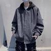 Men's Tie-Dye Hooded Leather Jacket - Faux Two-Piece Retro Motorcycle Style for Teens, Autumn/Winter