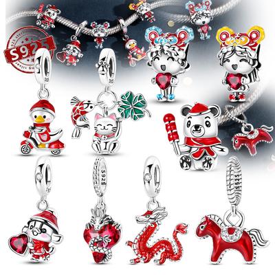 New Copper New Year Series Koi Fish Dragon Beads Pendant Charms Beads Fit Original Bracelets Diy Jewelry Gift