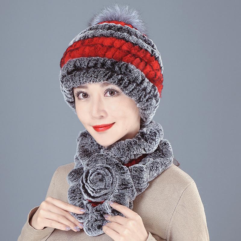 New Rex Rabbit Hair Hat Female Winter Mother Middle and Old Fur Hat Thickened Warm Rabbit Hair Plush Round Hat