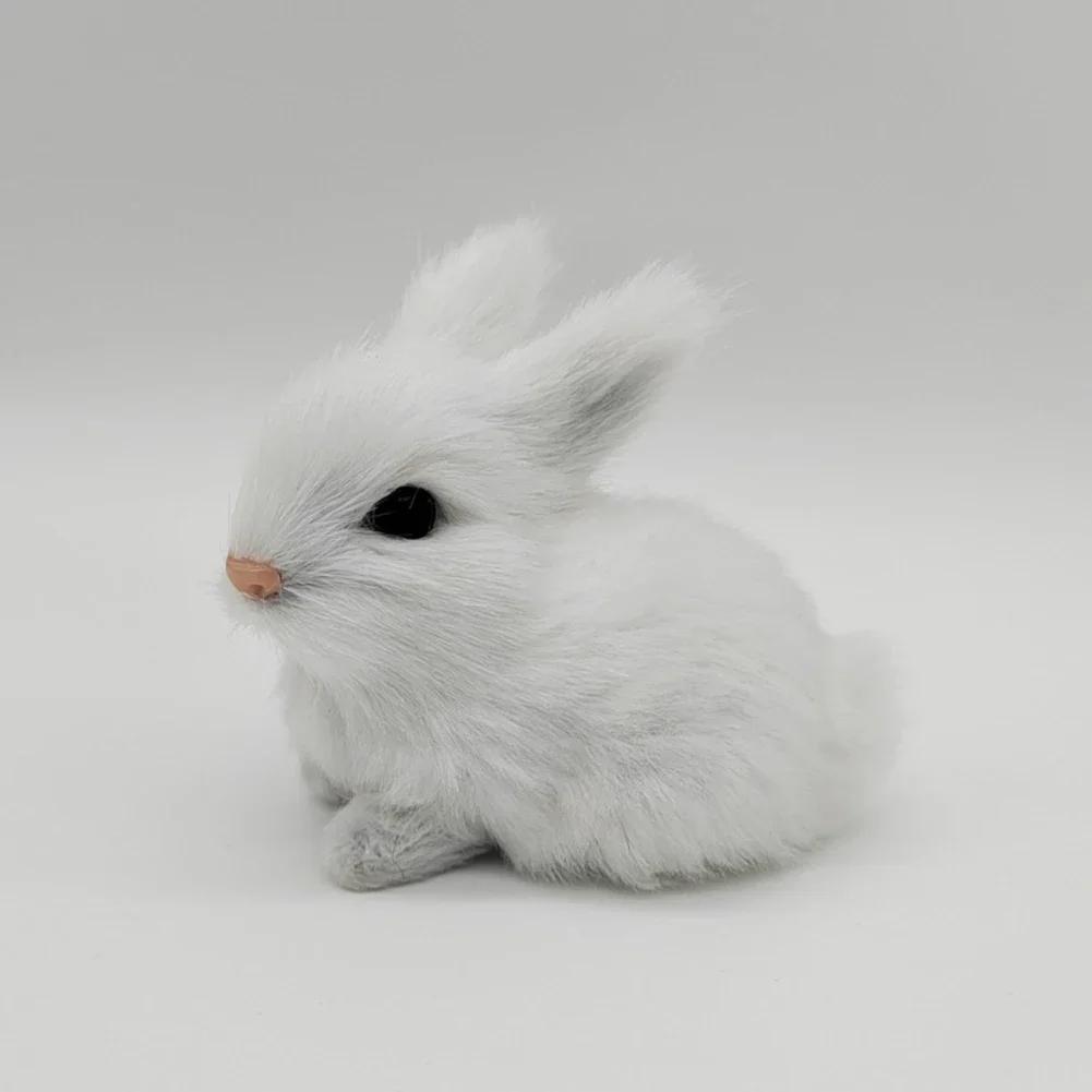 1pcs Mini Simulated Rabbit Animal Model Rabbit Household Decorations Rabbit Fur Crafts Gifts Living Room Decoration