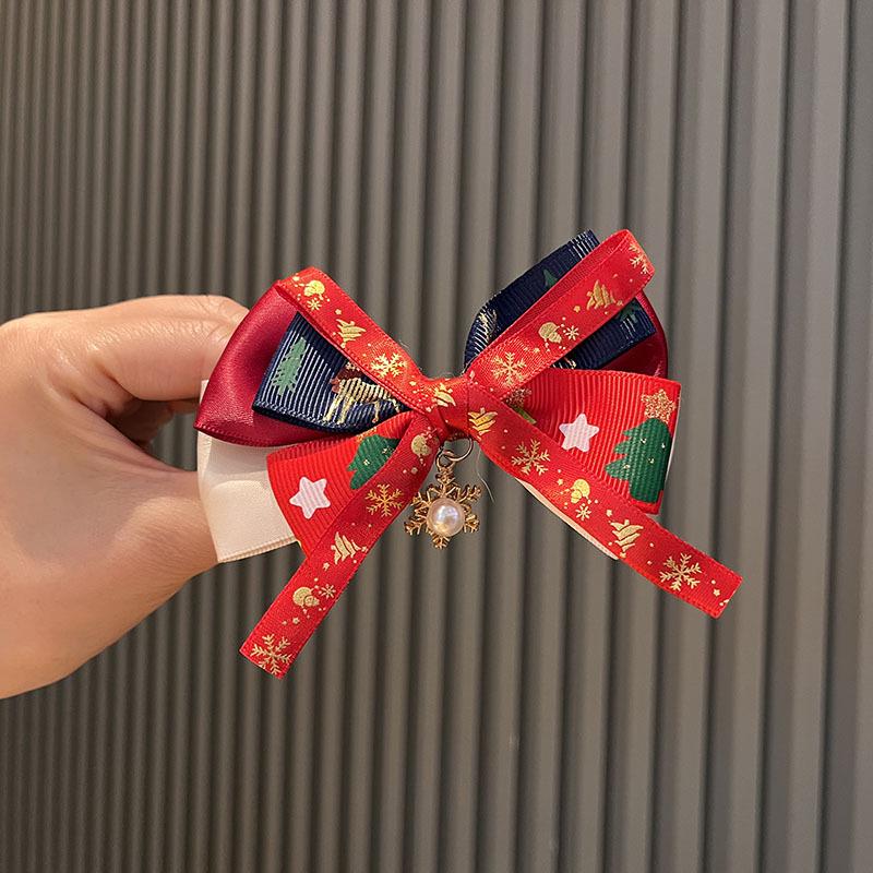 Handmade Fairy Mori Style Christmas Bow Hair Clip – Cute & Sweet Spring Hair Accessory