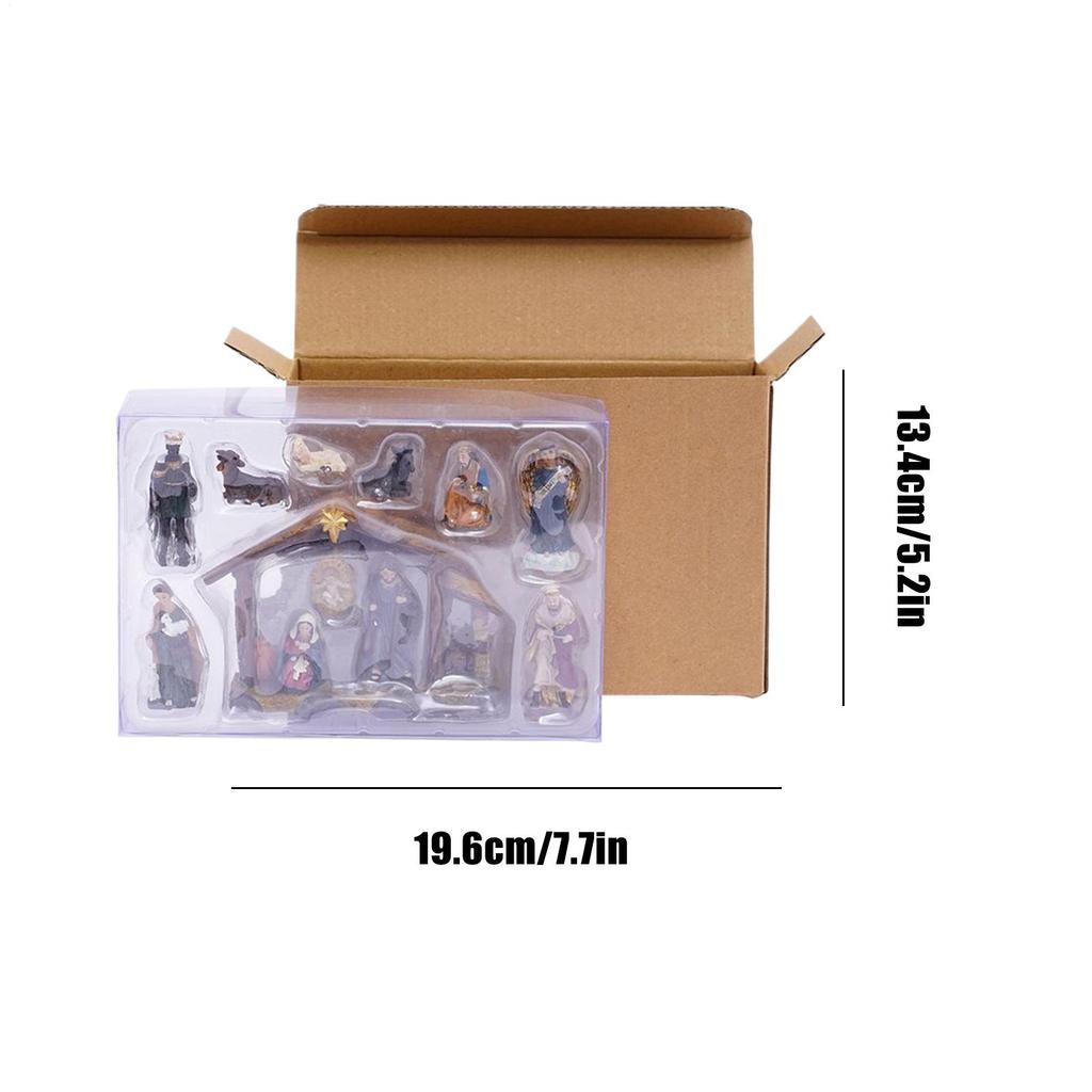 Nativity Scene Resin Manger Decoration Resin Christmas Manger Nativity Figurine Set For Bookshelf Home Dining Table Mantle
