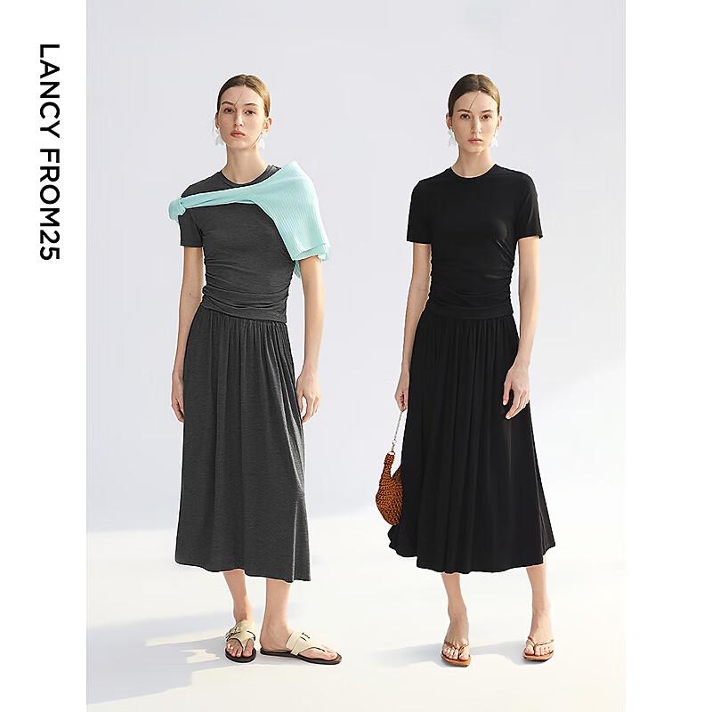 Langzi Pleated A-line Midi Skirt
