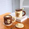 Mug with Lid Spoon Dopamine Ceramic Cup Household Cute Puppy Water Cup Girls Gift Cup Dopamine Color Scheme
