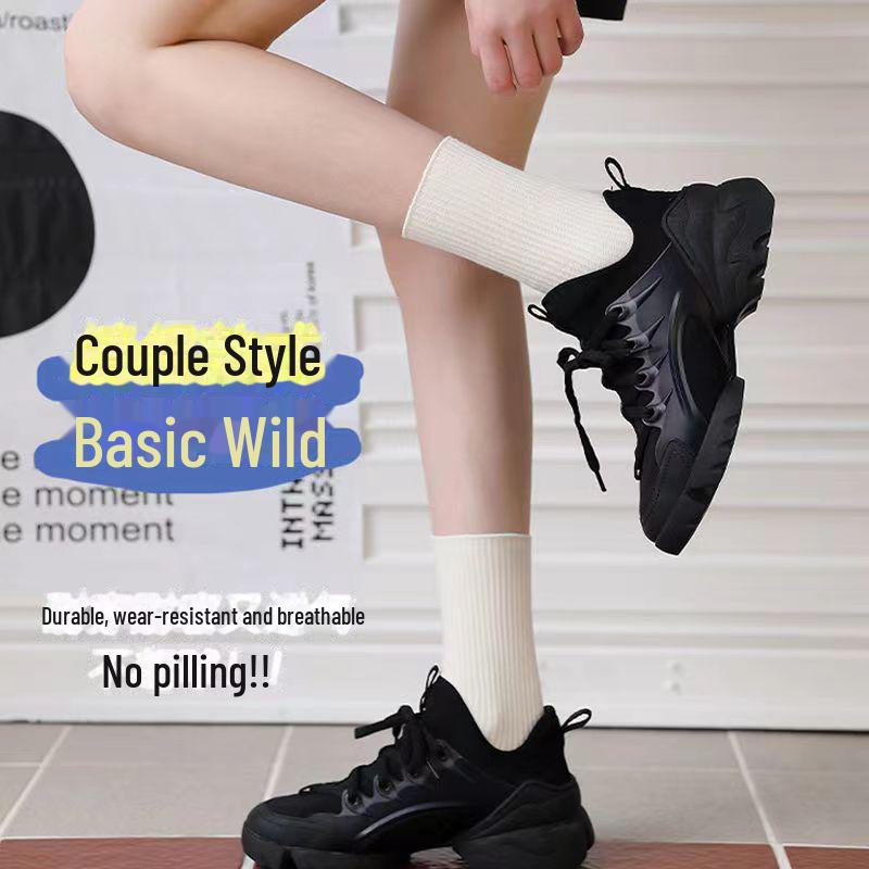 Unisex Mid-Tube Sports Socks - Black, White, Gray, Soft Cotton, Simple Design