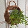 Handmade Rattan Woven Wall-Mounted Flower Basket for Green Plants - Decorative Flower Pot Container