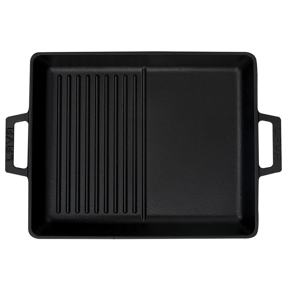 Lava Cast Iron Rectangle Grill Pan. Dual Handle, 26X32cm.