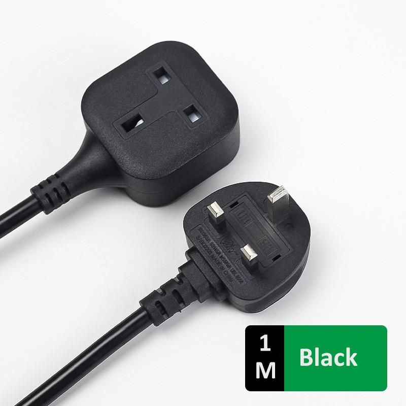 1/3/5M 1 Way Gang Extension Lead 13 AMP Single Socket Extension Cord Home Office 3 Pin Plug Power Strip