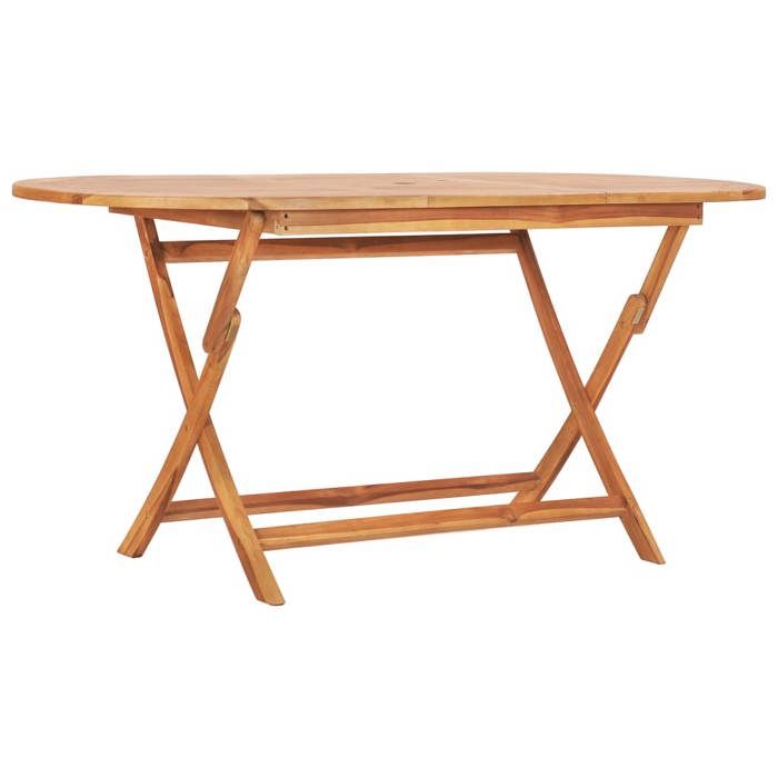 Folding Garden Table In Solid Teak Wood - VidaXL - Oval - 160x80x75 Cm - Brown