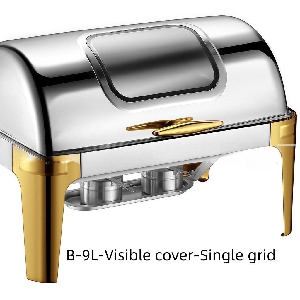 6L/9L Alcohol Stove Hotel Restaurant Flip Cover Insulated Stove Visible Dining Stove Large Capacity Stainless Steel Buffet Stove