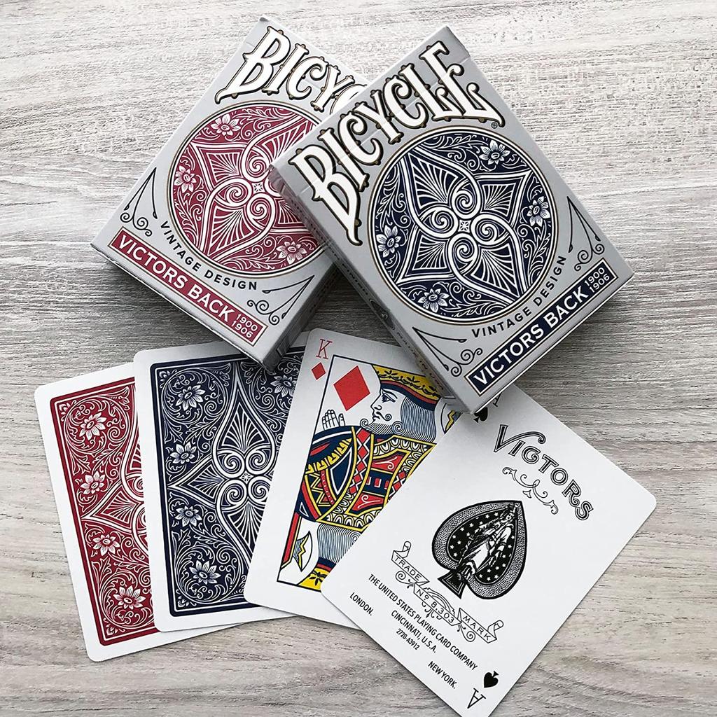 Bicycle Victors Back Vintage Design Playing 2 Deck 1 1 Blue Cards, Set, Red,