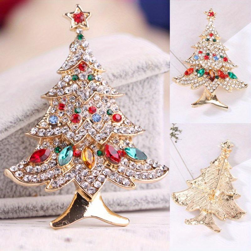 Christmas Fashion Christmas Tree Pin Vintage Christmas Brooch Rhinestone Brooch, Holiday Birthday Party Gift, Dress Accessory Pin