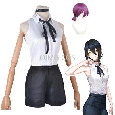 Motorlu Testere Reze Cosplay Kostüm Kıyafetleri Gömlek Kravat Kısa Peruk Boyun Halkası Kadın Anime Üniforma Cadılar Bayramı
