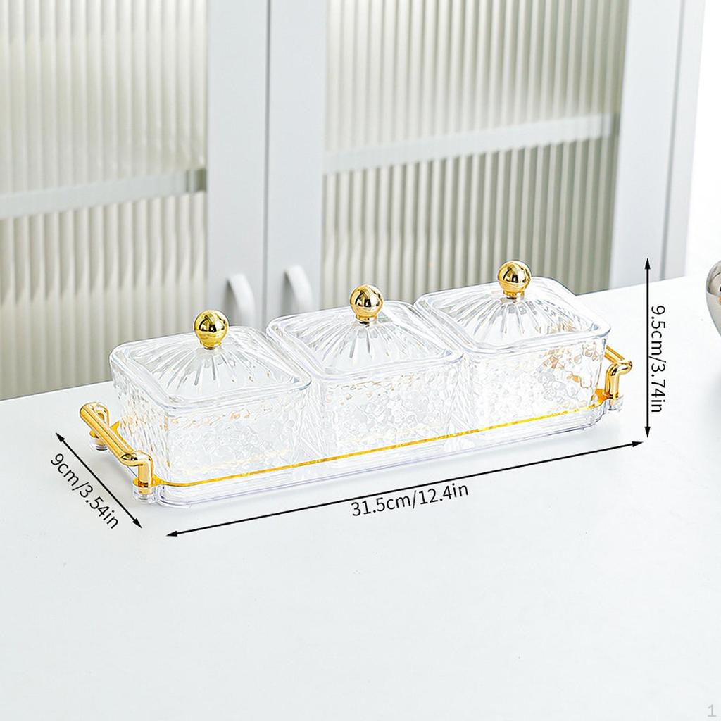 Dried Fruit Organizer Candy Box 3 Compartments Multifunctional Snack Holder Tray for Parties