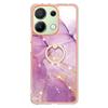 For Xiaomi Redmi Note 13 4G Case with Ring Kickstand Marble Pattern Electroplating TPU Back Cover