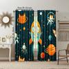 Set Of 2 Versatile Polyester Transparent Curtains Home Decoration Cartoon Spaceman Outer Planet Use Bedrooms Living Curtain Perfect For Bedroom Decor
