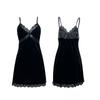 Samt Tiefes V Cami Nachthemd Spitze Patchwork Rückenfrei Schlank Passend Loungewear 585 Luxuriös Verführerisch Nachtwäsche Perfekt für Gemütliche Intime Abende