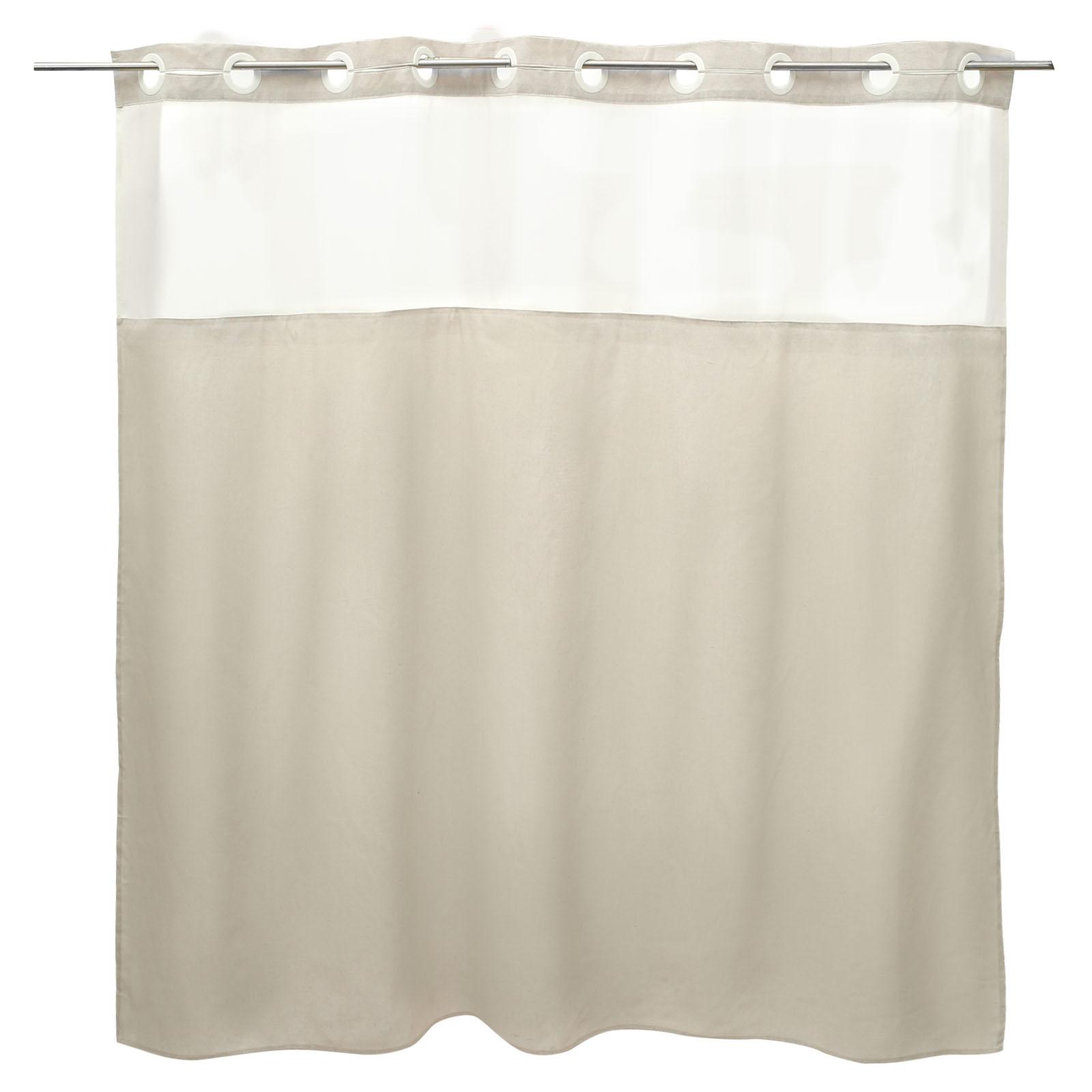 

Shower Curtain with Snap in Removable Liner Polyester Cotton No Hook Shower Curtain Waterproof Bathtub Shower Curtain for Home кремовый