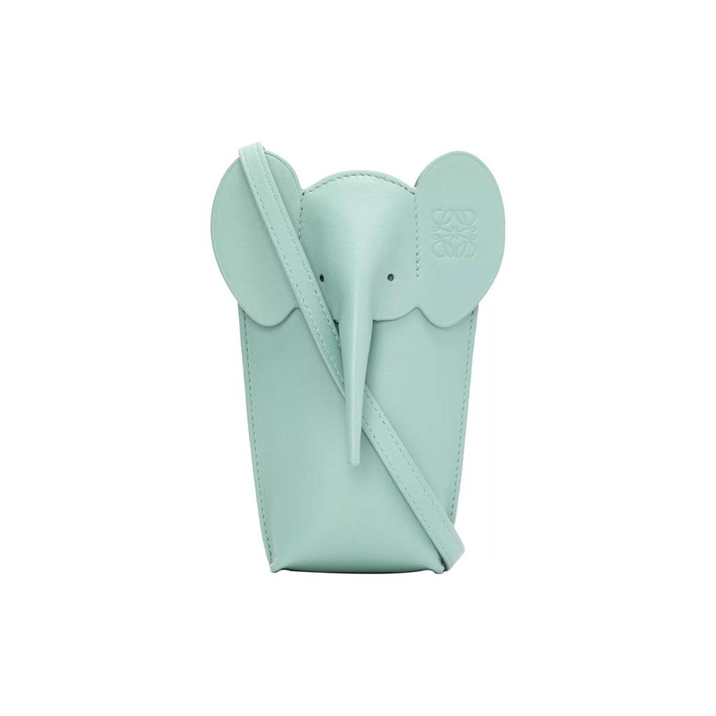 New LOEWE Elephant Pocket Cow Leather Cell Phone Pouch, Shoulder Bag, Crossbody Bag Regular Women's Light Celadon Glaze C623B02X04-8764
