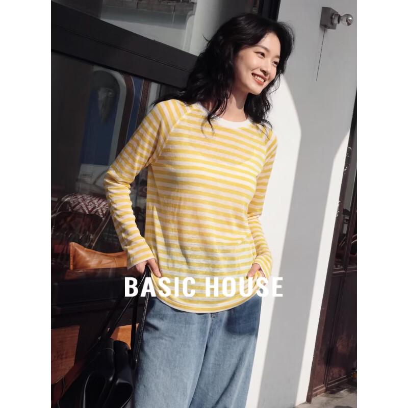 Basic House Women s Striped Long Sleeve T-Shirt L