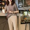 2022 Spring Summer Fashion Simple Pullover Elegant Fashion O-Neck Solid Knitted Sweater Women Short Sleeve Casual Loose Tops