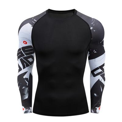 Camiseta MMA Hombre Rashguard Manga Larga Camisetas Muay Thai Gi BJJ Jiu Jitsu MMA Camiseta de Compresión Fitness Gimnasio Boxeo Maillots