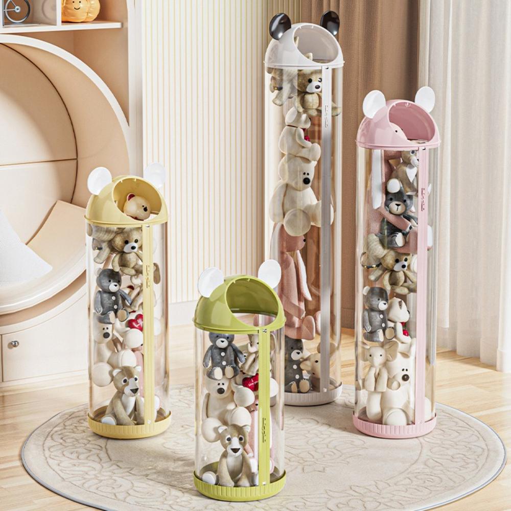 Dustproof Toy Storage Bucket Transparent Large Capacity Storage Bucket Space Saving Floor Standing Toy Storage Basket with Lid