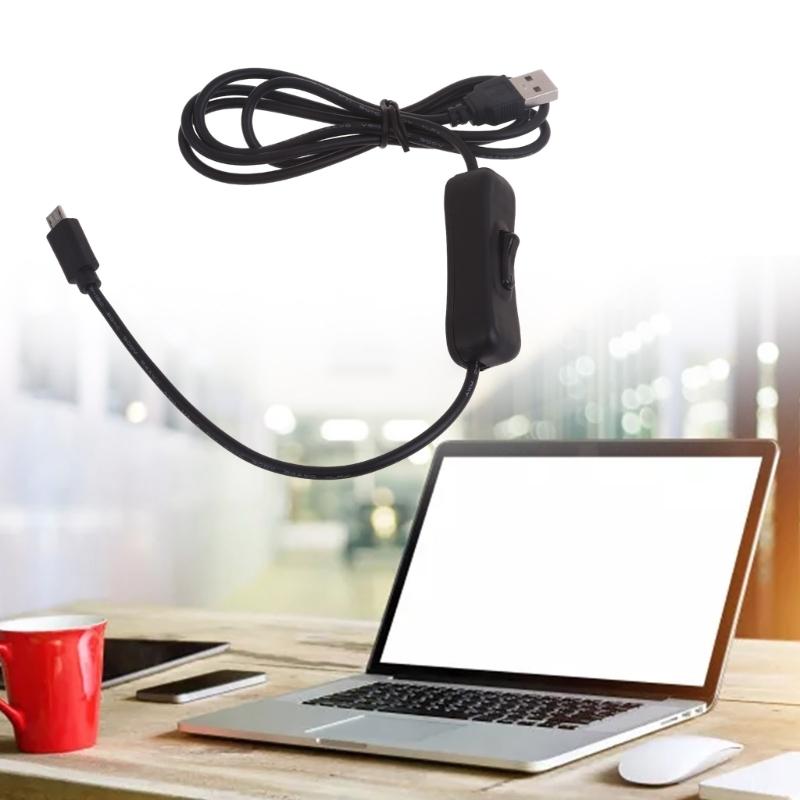Convenient USB to Micro USB Charge Cable with Power Control Button for Tablet Office Desk Light Cooling Fan Bedside Lamp